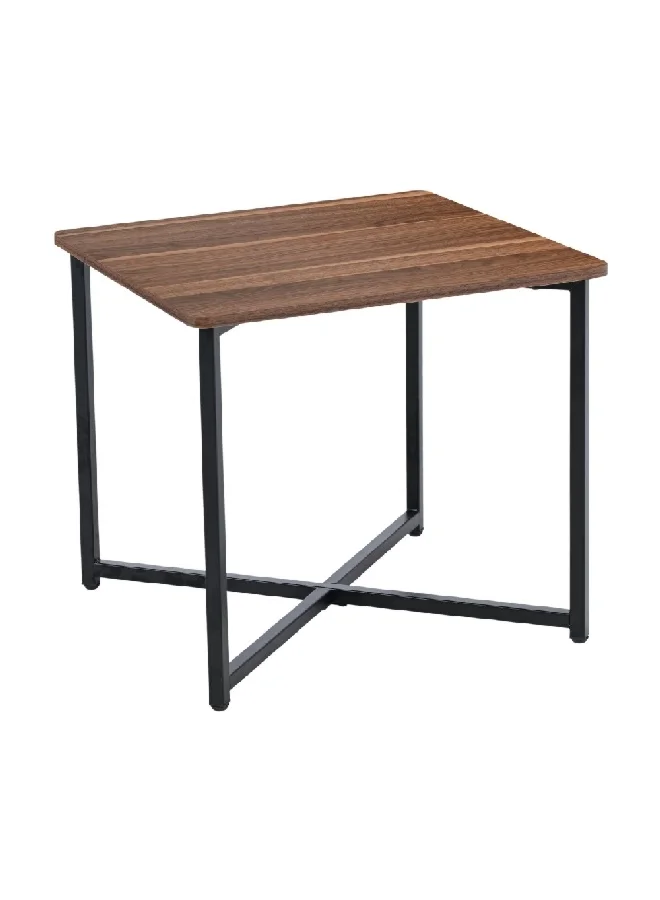 Micasa Melamine Top Square Shaped Table Brown and Black 50 x 55 x 55 cm CJ-23103C WALNUT