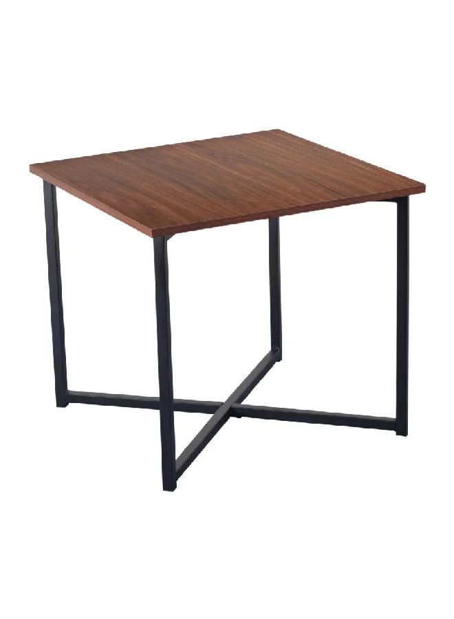 Micasa Melamine Top Square Shaped Table Brown and Black 50 x 55 x 55 cm CJ-23103C WALNUT
