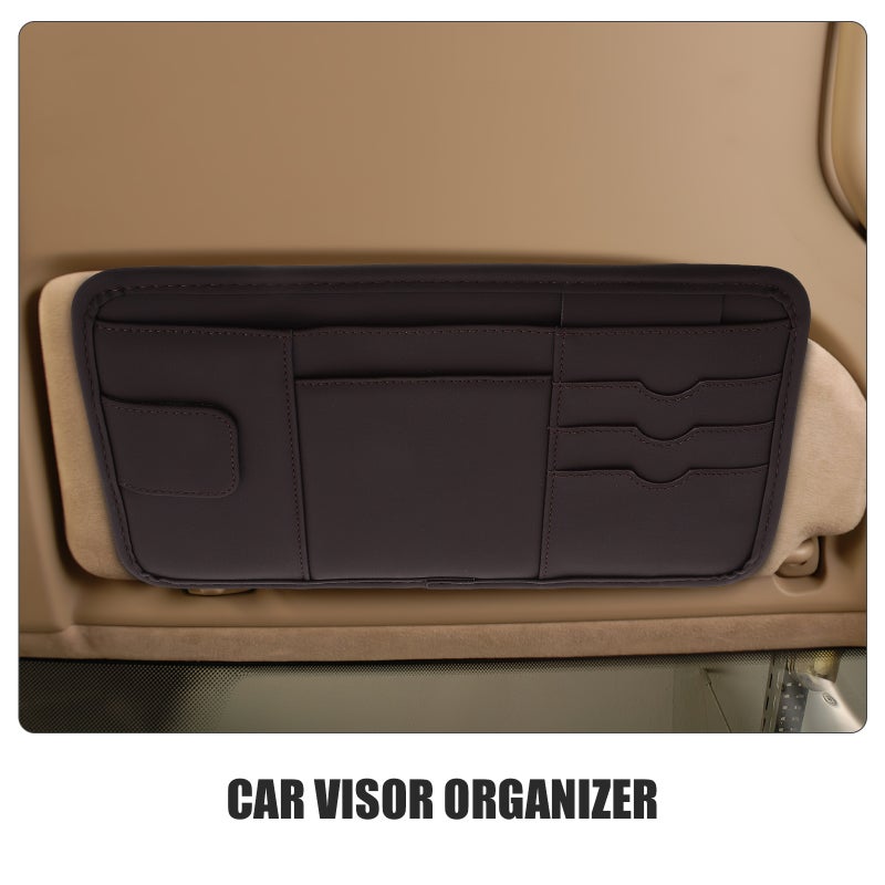 Car Sun Visor Organizer Auto Interior Storage Pouch Pocket Eyeglasses Clip Cards Holder Auto Interior Storage for Sunglasses Card License and Document - Image 4