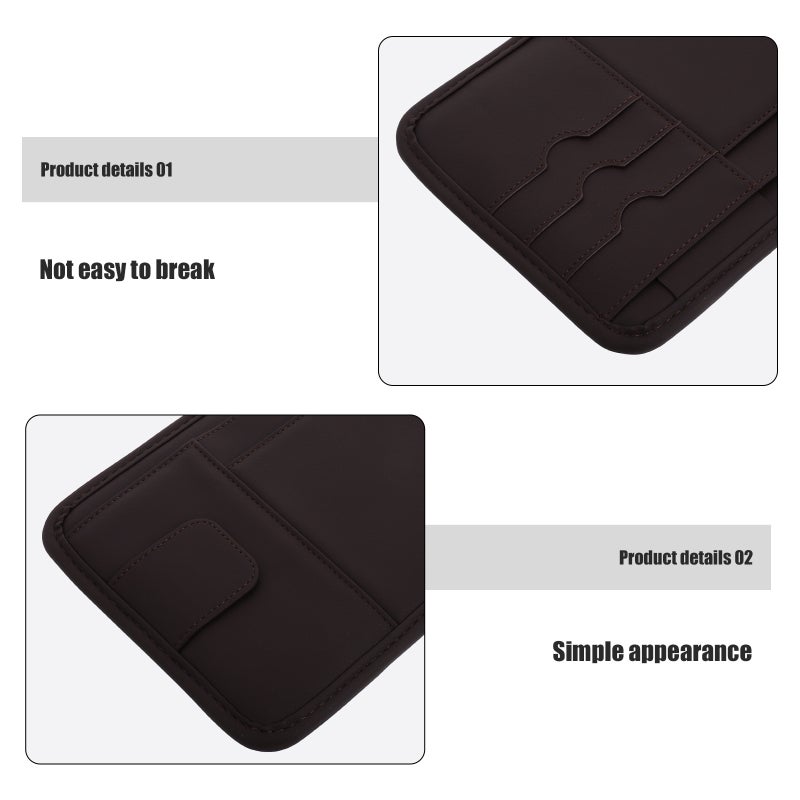 Car Sun Visor Organizer Auto Interior Storage Pouch Pocket Eyeglasses Clip Cards Holder Auto Interior Storage for Sunglasses Card License and Document - Image 3