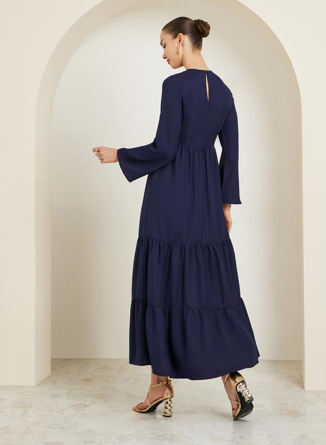 Styli Navy Blue Embellished Tiered Maxi Dress - Image 5