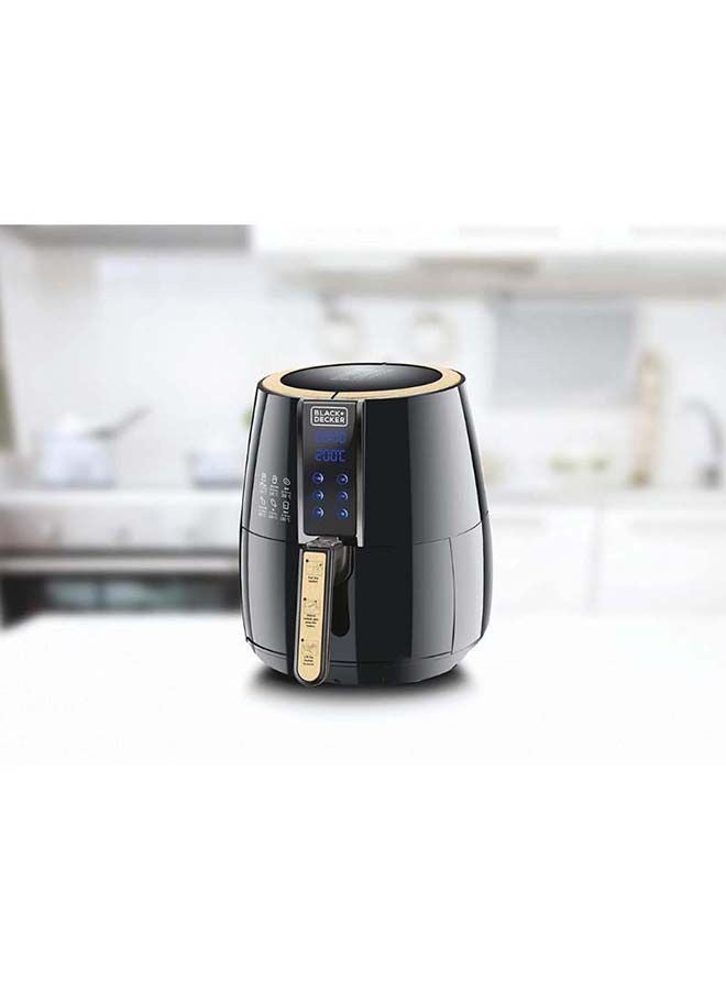 BLACK+DECKER Digital Air Fryer, Rapid Air Convection Technology, Multi-Function for Frying, Baking, Grilling & Roasting, Cool-Touch Handle, Safety Lock, 4 L 1500 W AF400-B5 Black / Gold - Image 5