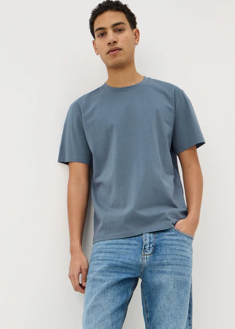 ماتلان Blue Textured T-Shirt