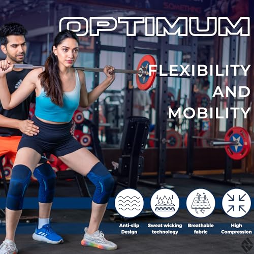 DR. FITZY 1 Pair Anti-Slip And Breathable Knee Support For Men Gym Squats, Ortho Knee Cap For Women Gym (2Pcs High Compression Knee Sleeves For Squat And Running), Silicone Medium - Image 3