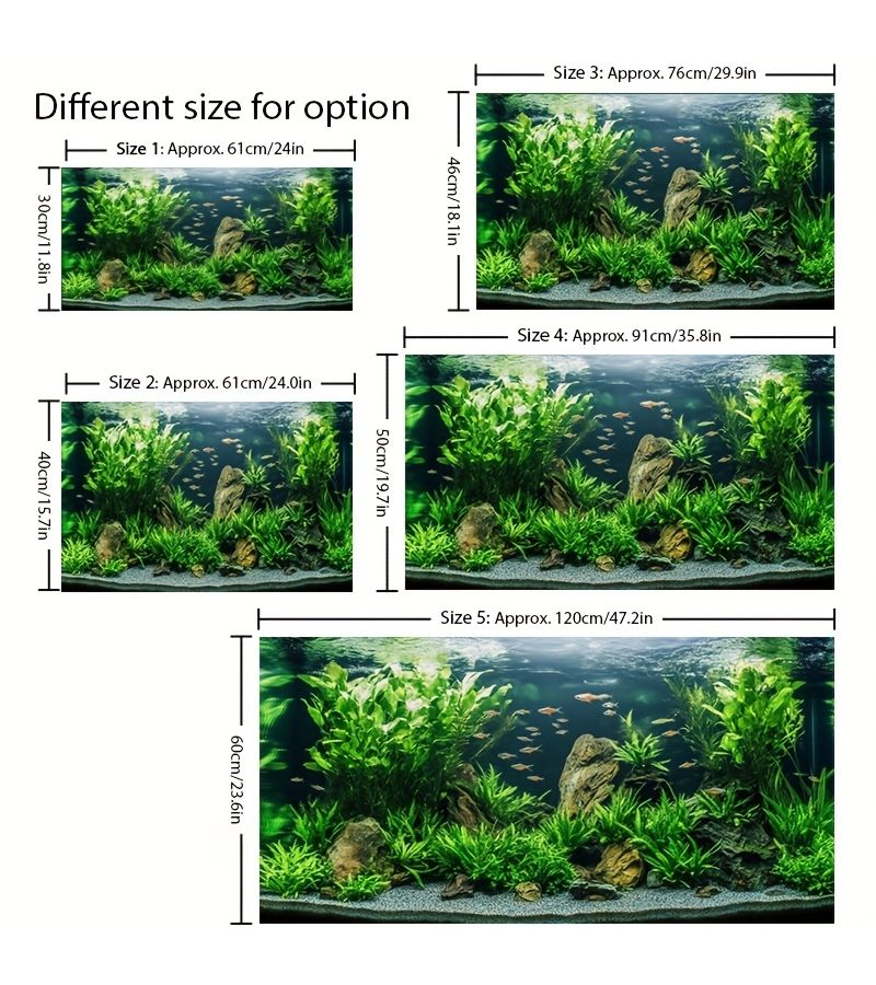 A Single Sheet Ocean Themed Aquarium Backdrop Sticker Self Adhesive Mural for Fish Tanks with Vibrant Green Foliage and Stones Durable Scratch Resistant 61x40cm 24x15.7in - Image 2