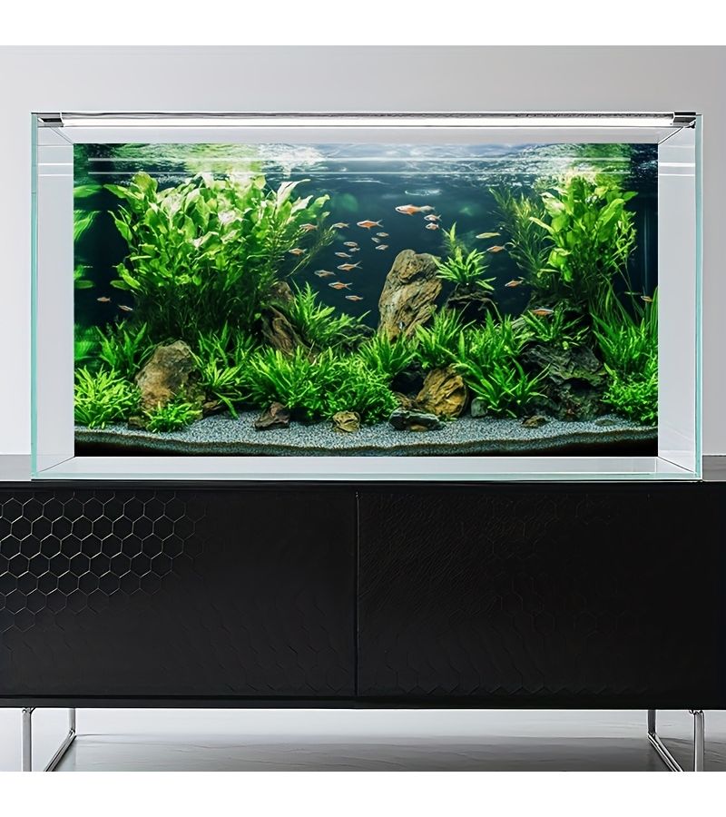 A Single Sheet Ocean Themed Aquarium Backdrop Sticker Self Adhesive Mural for Fish Tanks with Vibrant Green Foliage and Stones Durable Scratch Resistant 61x40cm 24x15.7in - Image 5