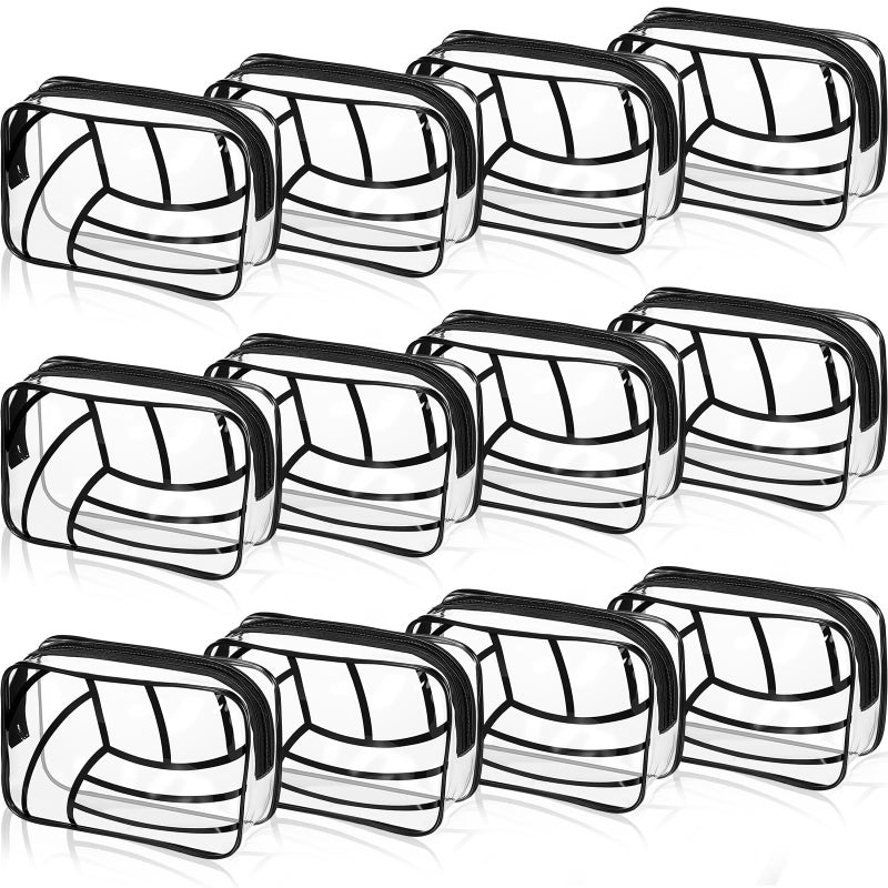 Reginary 12 Pcs Volleyball Gift Bags Goodie Clear PVC Portable Makeup Cosmetics Bag 7 x 43 x 24 Waterproof Sport Carry Pouch Organizer with Zipper for Woman Volleyball Team Coach Valentines Gifts - Image 2
