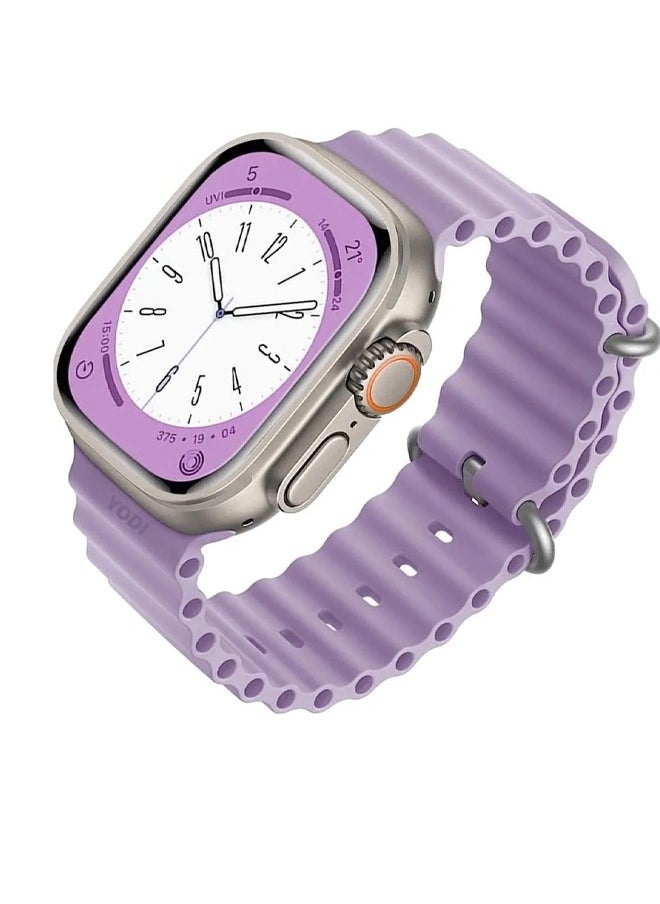 Ocean - Soft Silicone Ocean Band Compatible with Apple Watch Ultra Band 49mm,45mm,44mm,42mm for Men Women High Qulaity Adjustable Bands for Apple iWatch Series 8,7,SE,6,5,4,3,2,1 Purple - Image 1