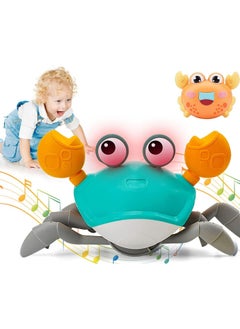 Baby Crawling Dancing Crab Musical Toy with Sounds & Lights, Automatically Avoid Obstacles, USB Charging Cable Included, Fun Moving Toy for Babies, Toddlers and Kids