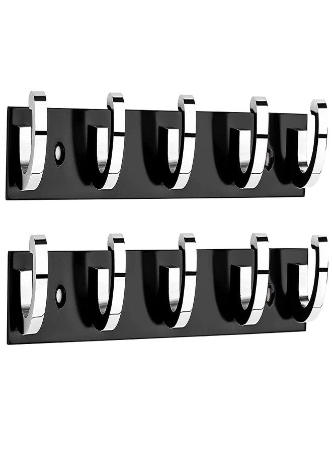 iSTAR Stainless Steel 5 Pin Bathroom Cloth Hooks Hanger Door Wall Bedroom Bathroom Robe Hooks Rail for Hanging Keys, Clothes, Towel Steel Hook (Pack of 2, Black & Silver) - Image 5