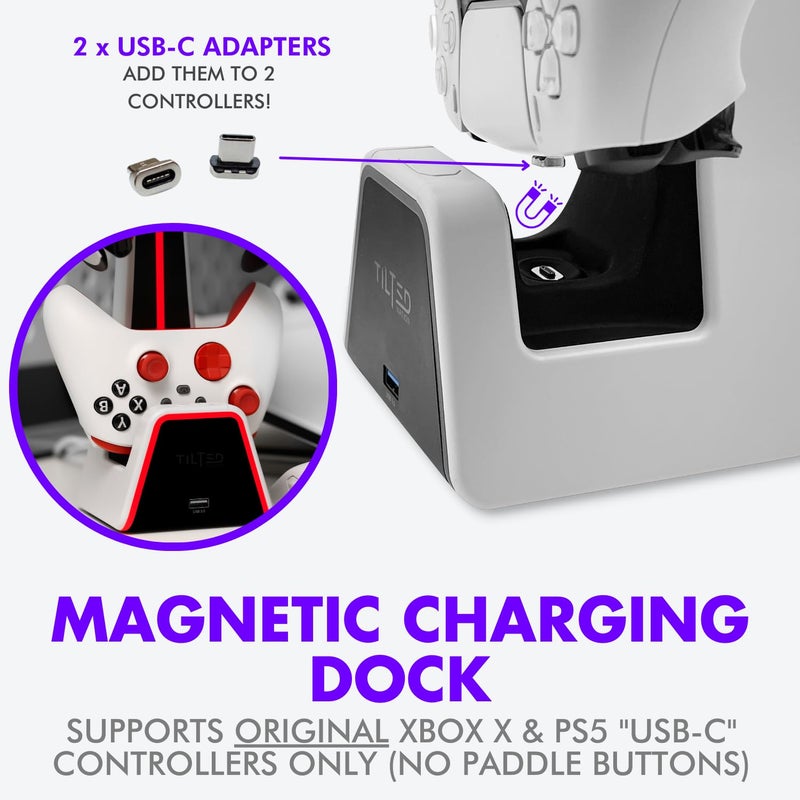 Tilted Nation Gaming Headset and Controller Stand | Premium PS5 Accessories (Clean Space with Charging Station) Headphone and Controller Holder for Desk, PlayStation 5, Xbox Game, - Image 4