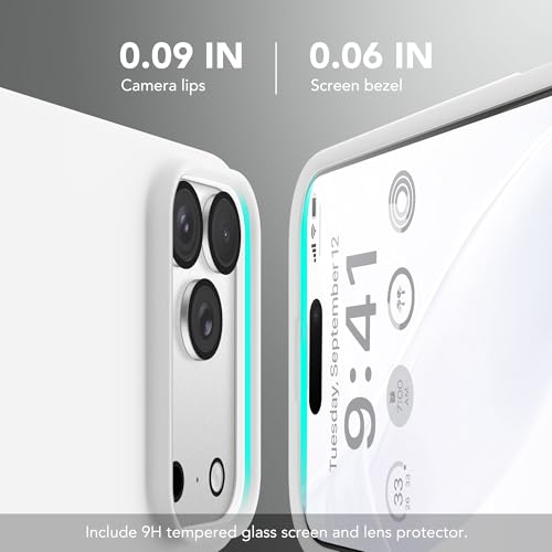 GONEZ Magnetic for iPhone 17 Pro Case, [Compatible with MagSafe] Anti-Scratch Microfiber Lining & Screen Protector, Silicone Camera Control, Shockproof Slim Phone Cover 6.3 inch, White - Image 5