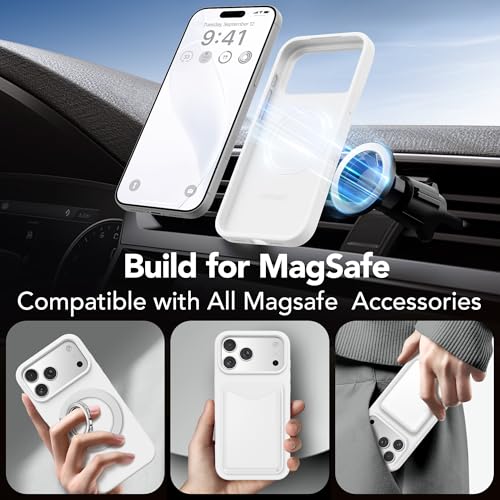 GONEZ Magnetic for iPhone 17 Pro Case, [Compatible with MagSafe] Anti-Scratch Microfiber Lining & Screen Protector, Silicone Camera Control, Shockproof Slim Phone Cover 6.3 inch, White - Image 3