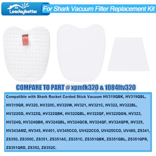 Leadaybetter 8 Pre-Filters (4 Foam+4 Felt) and 4 Post-Filters for Shark Rocket Zero-M Ultra-Light Corded Stick HV345 ZS350 ZS350C ZS351 ZS351C ZS352 Vacuums, Replaces for Shark Part # XPMFK320 & 1084FTV320 - Image 2
