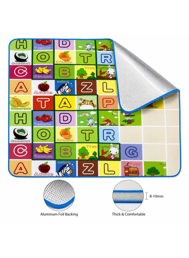 Foldable Kids Play Mat | Double-Sided Waterproof Foam Crawling Mat | Soft Educational Floor Mat with Aluminum Foil Thermal Backing | Indoor & Outdoor - Image 3