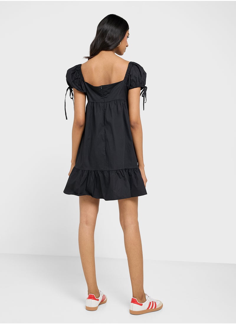 Ginger - Puff Sleeves A Line Dress With Sweetheart Neck - Image 1