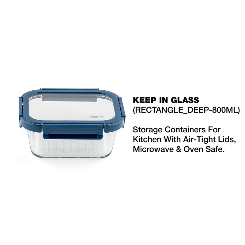 DUBBLIN Keep In Glass Borosilicate Glass Container 800ml Rectangular Clear Oven Freezer Microwave Safe Storage Solution 1 Piece - Image 2
