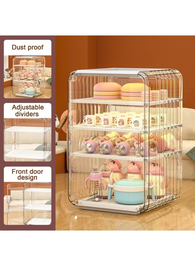 NANAO Bottle Storage Organizer Baby, Multi Layer Dustproof Storage Box With Cover, For Baby Bottles Kitchen Table Fridge Closet Bedroom Dorm Room Pantry Nursery(4 tiers-white) - Image 5