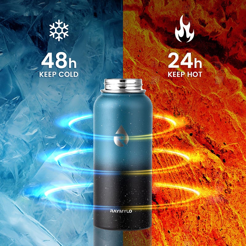 RAYMYLO 32oz Insulated Water Bottle, Triple Wall Vacuum Stainless Steel Water Bottles - Keeps Cold 48H, Reusable Metal water flask Jug for Gym, Sports, Camping, Hiking,Travel, Starry Sky-Indigo/Black - Image 3