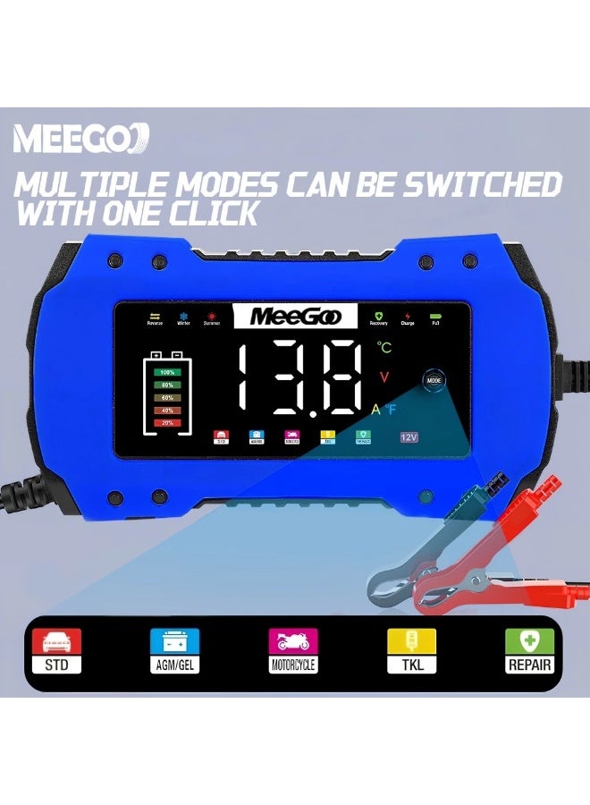 Meegoo شاحن بطارية سيارة ذكي بإصلاح النبض التلقائي من MeeGoo، 12 فولت/24 فولت 8 أمبير - Image 5
