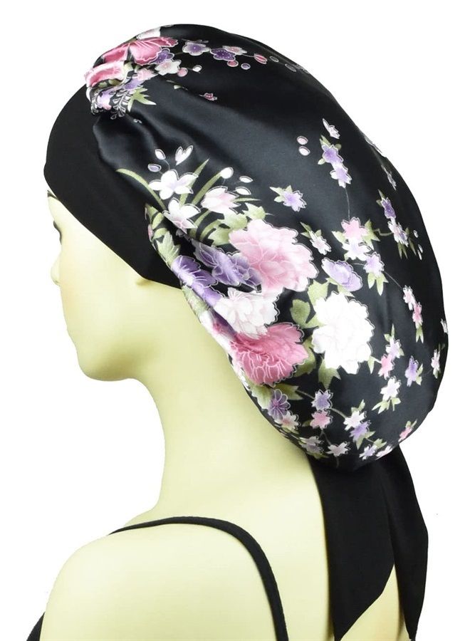 COCOSILK Silk Satin Bonnets for Women Curly Hair Cover Sleep Cap Satin Night Caps for Sleeping Girls Large Silk Bonnet with Tie Band - Image 4