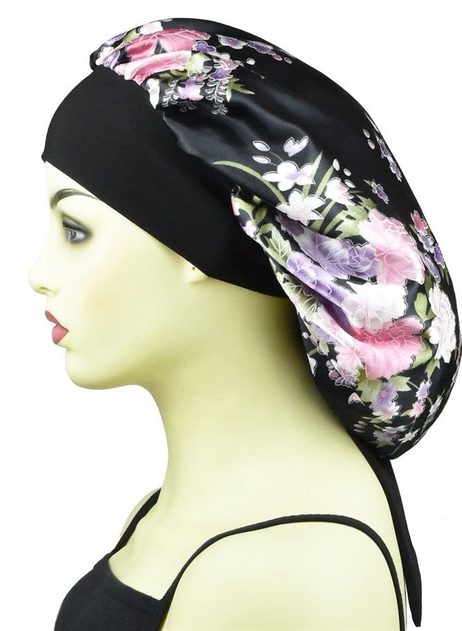 COCOSILK Silk Satin Bonnets for Women Curly Hair Cover Sleep Cap Satin Night Caps for Sleeping Girls Large Silk Bonnet with Tie Band - Image 3