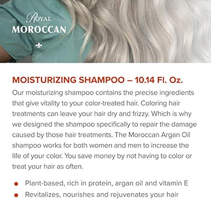 Royal Moroccan Sulfate Free Shampoo | Argan Oil Shampoo | Shampoo for Color Treated Hair | Moisturizing Shampoo Argan Oil Hair Products (300 ml 10.14 oz) - Image 2