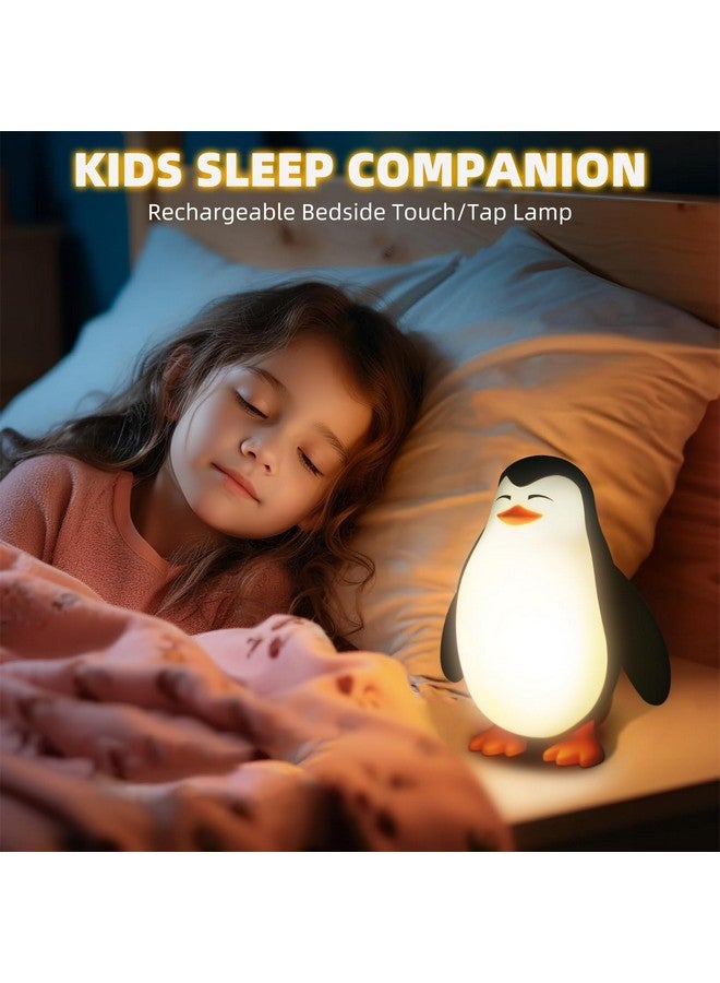 Tcamp LED Penguin Night Light for Kids, 3 Level Dimmable Nursery Nightlight Lamp, Cute Silicone Squishy Lighted Penguin Tap Light, Rechargeable Bedside Touch Lamp for Toddler Baby - Image 2