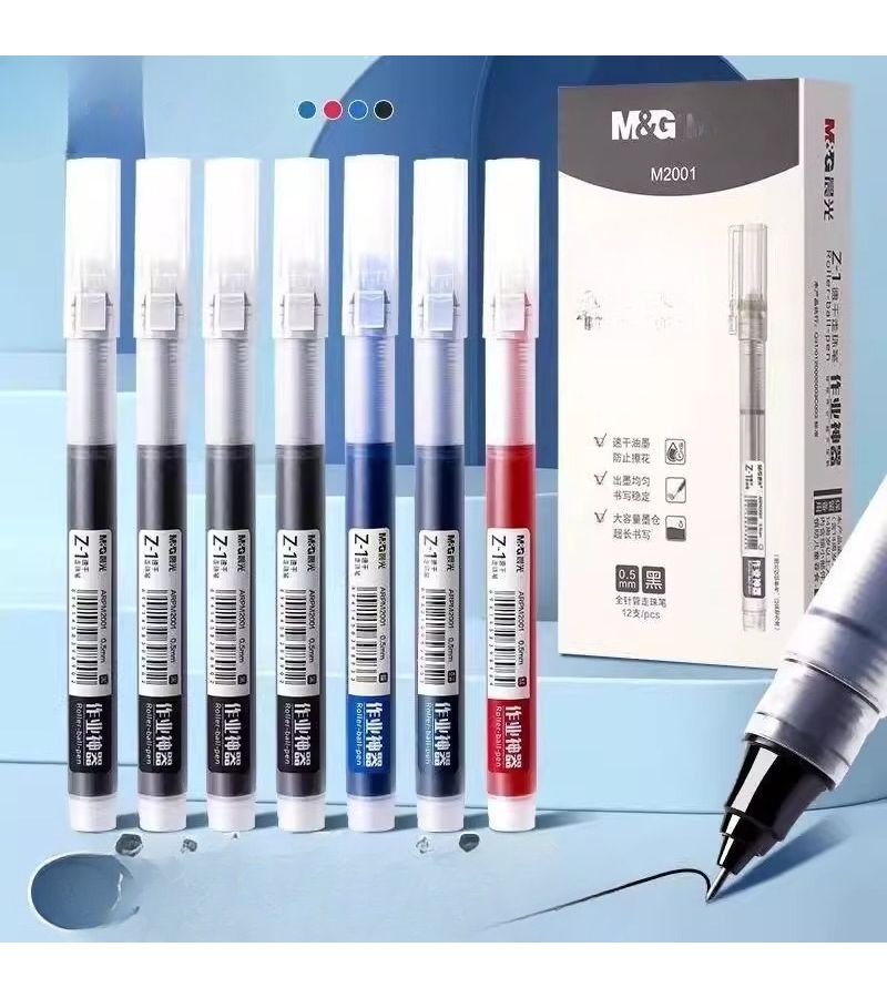 Homework Helper 0.5mm Ballpoint Gel Pens Fine Needle Tip for Students Black - Image 1