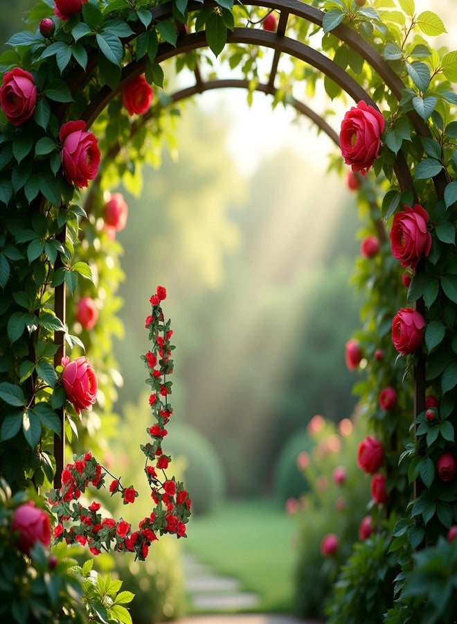 Zhuluck Red Artificial Flower Garland,Peony Vine Flowers Garland Hanging Silk Plants for Wedding,Vine Flowers Hanging Strings for Wedding Arch Table Wall Backdrop Artificial Plants Flowers Party Decor - Image 3