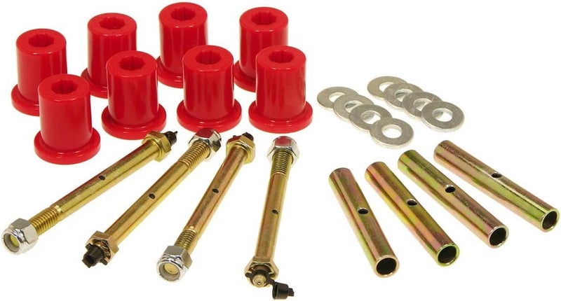 1-815 Greasable Spring/Shackle Bushing Kit; Red; Upper/Lower; Incl. Bolts/Sleeves/Nuts/Washers;