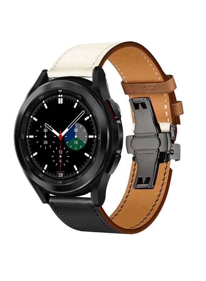 Perfii Replacement Band For Samsung Galaxy Watch4 Noir/Blanc/Gold Swift - White Black - Image 2