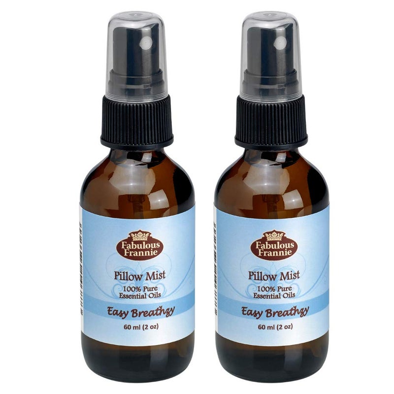 Fabulous Frannie Easy Breathzy Essential Oil Pillow or Room Mist A Perfect Blend of Eucalyptus Peppermint and Cajeput Pure Essential Oils 2 Ounce Pack of 2