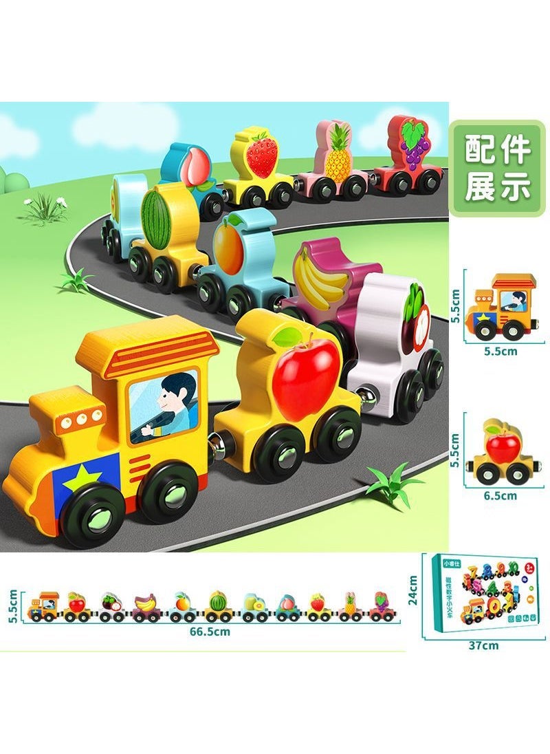 Magnetic Wooden Train Blocks for Early Learning 11 fruit small train packing box