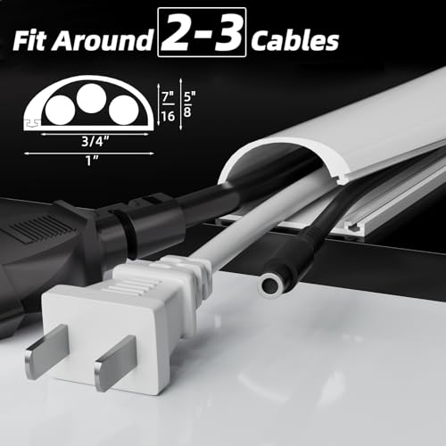 ESUFEIR Silicone Cord Hider Wall for 2-3 Cables,Side-Opening Wire Covers for Cords on Wall,Self-Adhesive Cable Hider Raceway,TV Wire Hider,TV Cord Hider for Wall Mounted TV,Flexible Cord Cover(39''-White) - Image 2