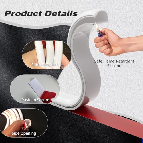 ESUFEIR Silicone Cord Hider Wall for 2-3 Cables,Side-Opening Wire Covers for Cords on Wall,Self-Adhesive Cable Hider Raceway,TV Wire Hider,TV Cord Hider for Wall Mounted TV,Flexible Cord Cover(39''-White) - Image 3