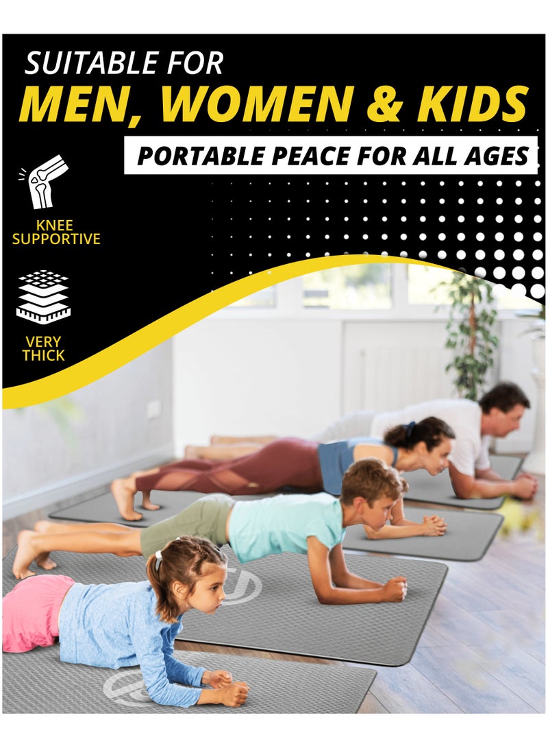 RIGID FITNESS Thick Yoga Mat - Knees Supportive Double Colors Mat for Fitness, Home & Gym Exercise Fitness Mat - Non-Slip Yoga Gym Mat with Carrying Bag - 183*66cm (4mm Thick) Grey/Black - Image 5