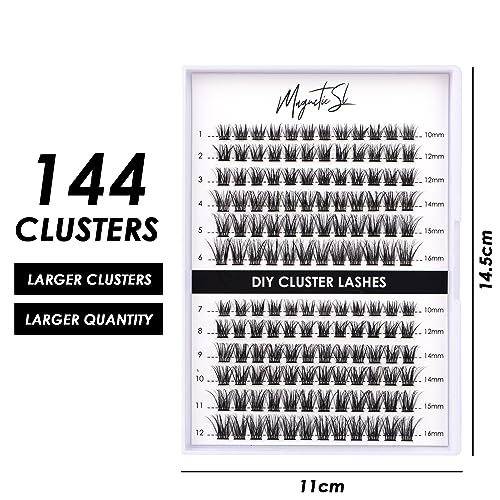 Magnetic SL Lash Clusters 144 Pcs Individual Lashes Clusters Eyelash Extensions False Eyelashes DIY Lash Extension Reusable False Eyelashes Natural Look Mix 10-16mm C D Curl-DM06 - Image 2