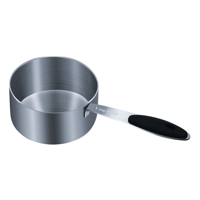 1PCS 1CUP 237ML 8OZ SINGLE MEASURING CUP WITH BLACK SILICONE GRIP STAINLESS STEEL INDIVIDUAL MEASURE SCOOP ONLY