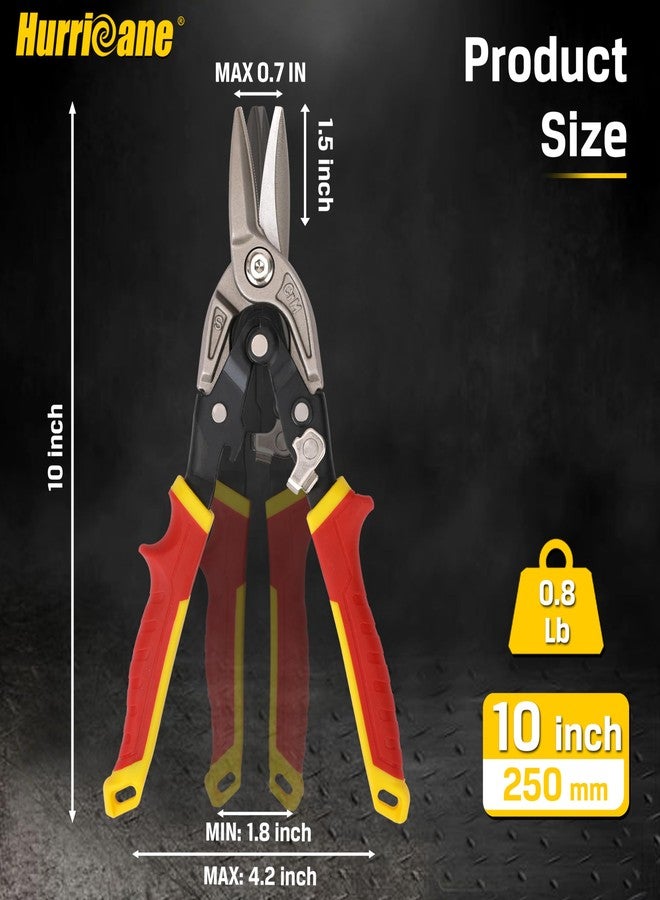 HURRICANE 10 inch Aviation Tin Snips, Heavy-Duty CR-M Metal Cutter, Non-Slip Grip & Lock for Straight Cutting Sheet Metal, Syurdy & Longer Life - Image 2