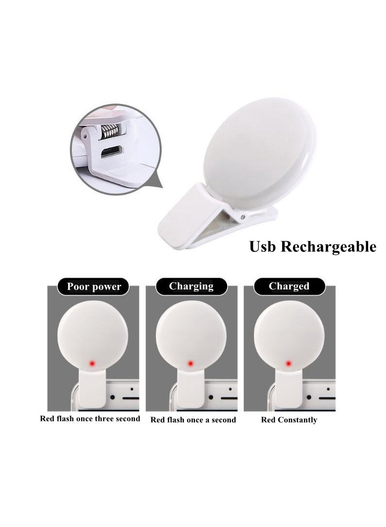 DEXO Rechargeable Portable Adjustable Clip-on Mini Selfie Ring Light for Phone with LED- (Black) - Image 5