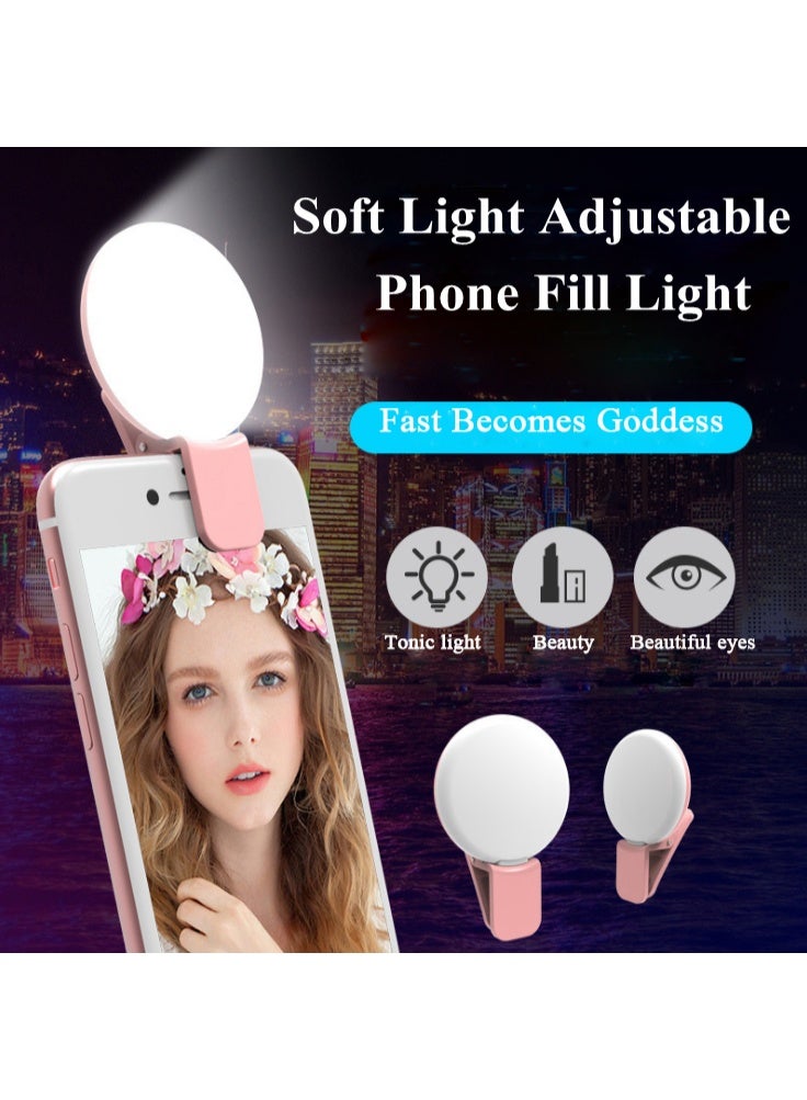 DEXO Rechargeable Portable Adjustable Clip-on Mini Selfie Ring Light for Phone with LED- (Black) - Image 1