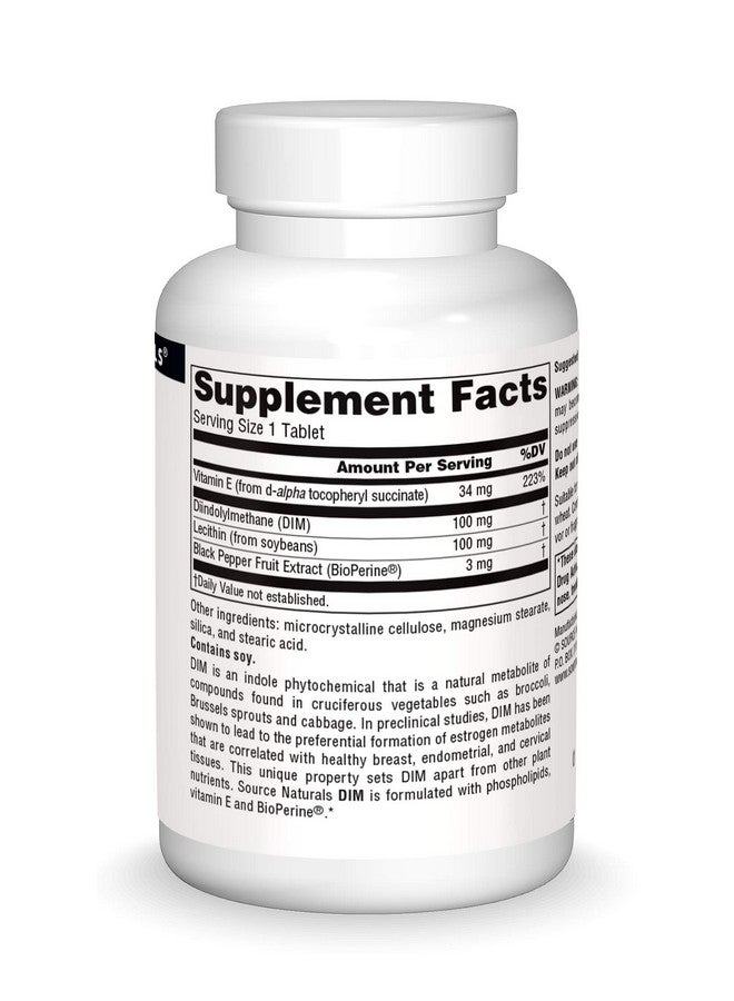 Source Naturals دييم دايندوليلميثان 100 ملغ مع بيوبيرين فيتامين E والمزيد 60 قرص - Image 4