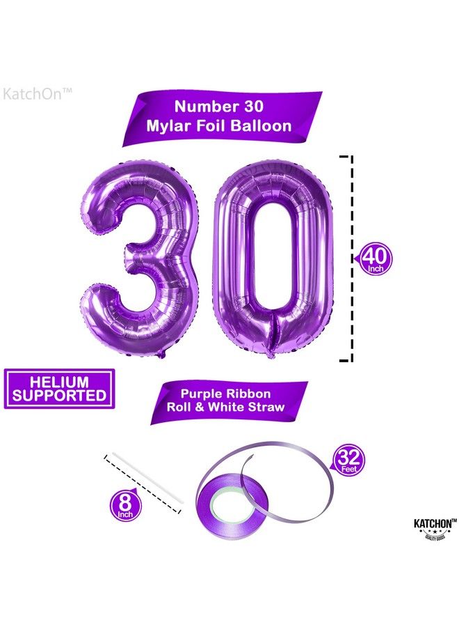 KATCHON Giant Purple 30 Balloon Numbers 40 Inch Purple 30Th Birthday Balloons ; 30 Balloon Numbers Purple ; 30 Year Old Purple Decorations For Women ; Purple 30Th Birthday Decorations For Women - Image 5
