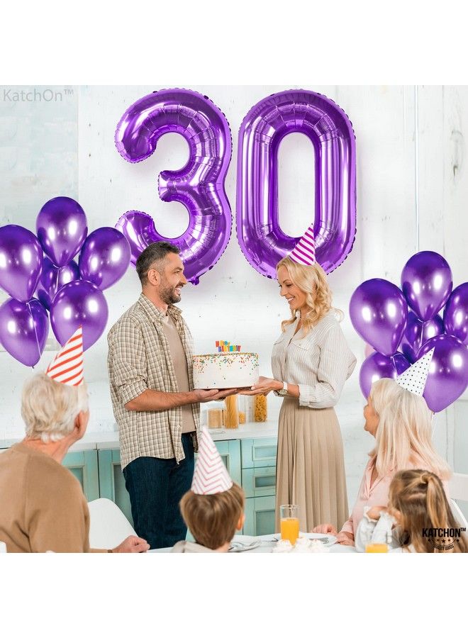 KATCHON Giant Purple 30 Balloon Numbers 40 Inch Purple 30Th Birthday Balloons ; 30 Balloon Numbers Purple ; 30 Year Old Purple Decorations For Women ; Purple 30Th Birthday Decorations For Women - Image 3