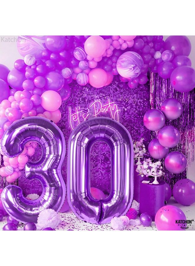 KATCHON Giant Purple 30 Balloon Numbers 40 Inch Purple 30Th Birthday Balloons ; 30 Balloon Numbers Purple ; 30 Year Old Purple Decorations For Women ; Purple 30Th Birthday Decorations For Women - Image 4