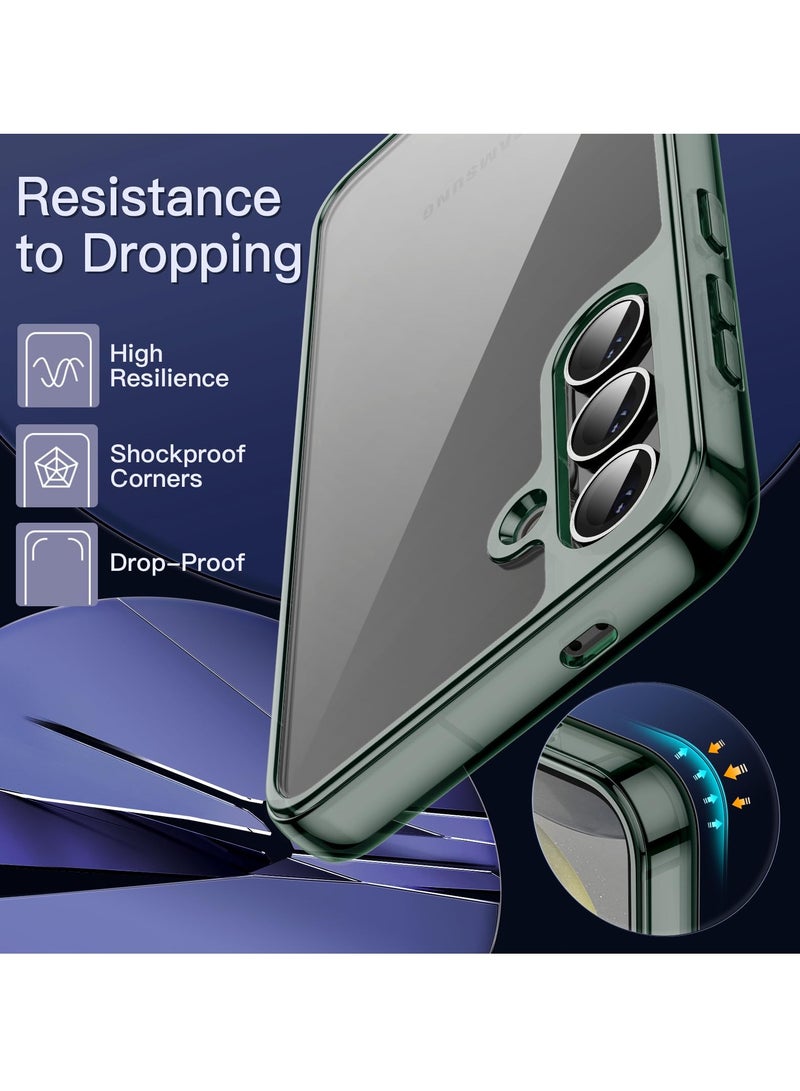 جي تيك حافظة لهاتف سامسونج جالاكسي S24 5G غير صفراء مقاومة للصدمات غطاء هاتف واقٍ مضاد للخدش صلب من البولي كربونات باللون الأخضر - Image 5