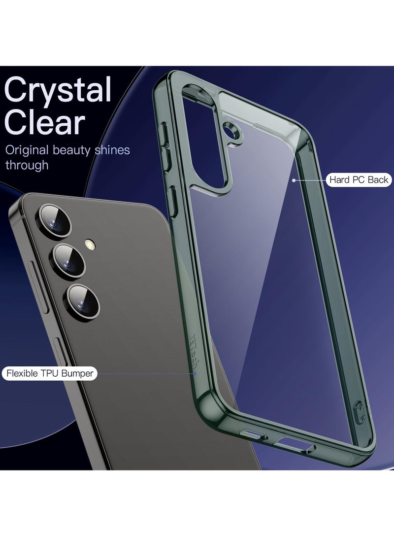 جي تيك حافظة لهاتف سامسونج جالاكسي S24 5G غير صفراء مقاومة للصدمات غطاء هاتف واقٍ مضاد للخدش صلب من البولي كربونات باللون الأخضر - Image 3