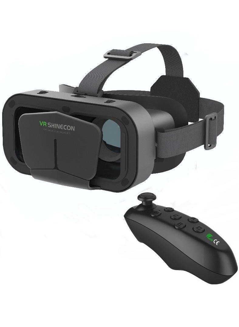 VR SHINECON Virtual Reality VR Headset 3D Glasses Headset Helmets with Remote Control Compatible iOS, Android &Support 4.7-7 inch - Image 1