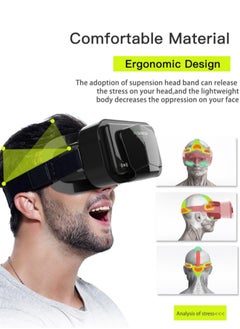 في آر شينيكون نظارات الواقع الافتراضي VR نظارات ثلاثية الأبعاد مع جهاز تحكم عن بعد متوافق مع iOS وAndroid ودعم 4.7-7 بوصة  - Image 2
